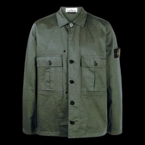 STONE ISLAND Collared Button-Up Shirt 'Army Green'