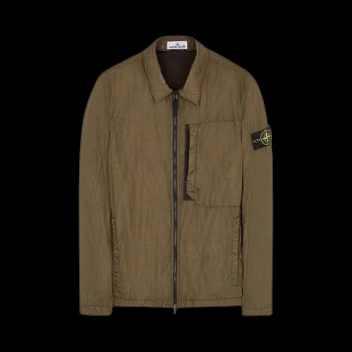 Stone Island Compass Patch Collared Zip Up Jacket 'Olive'