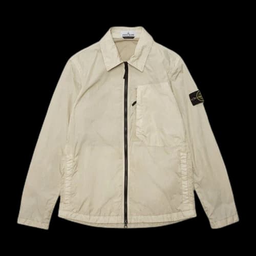 Stone Island Compass Patch Collared Zip Up Jacket 'Plaster'