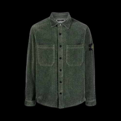 Stone Island Logo Patch Canvas Overshirt 'Sage'