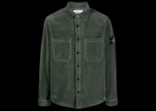 Stone Island Logo Patch Canvas Overshirt Sage