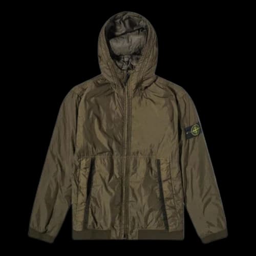 STONE ISLAND Logo Patch Hooded Track Jacket 'Olive Green'