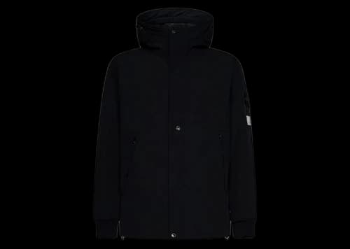 Stone Island Logo Patch Hooded Jacket Black