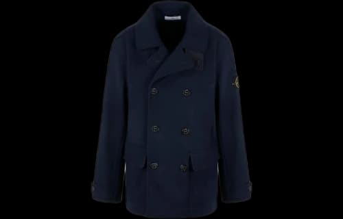 STONE ISLAND Logo Patch Double Breasted Jacket 'Navy'