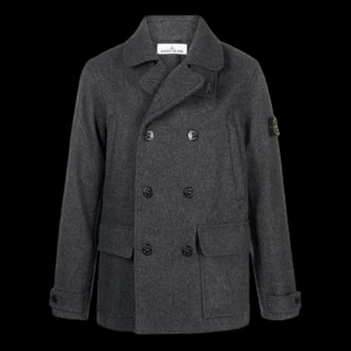 STONE ISLAND Wool Street Style Plain Logo Peacoats Coats 'Grey'