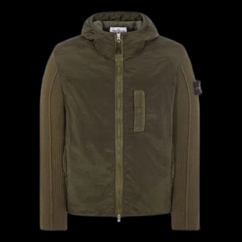 STONE ISLAND Logo Patch Zip-Up Hooded Jacket 'Olive Green'