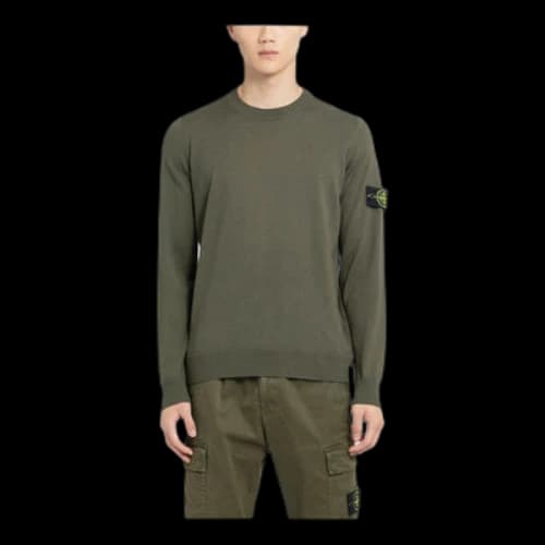 STONE ISLAND Logo Patch Crewneck Sweatshirt 'Olive Green'