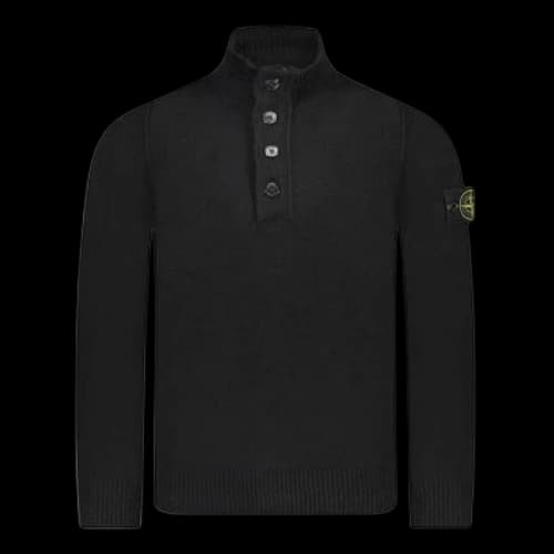 STONE ISLAND Wappen Patch High Neck Half Button Knit 'Black'
