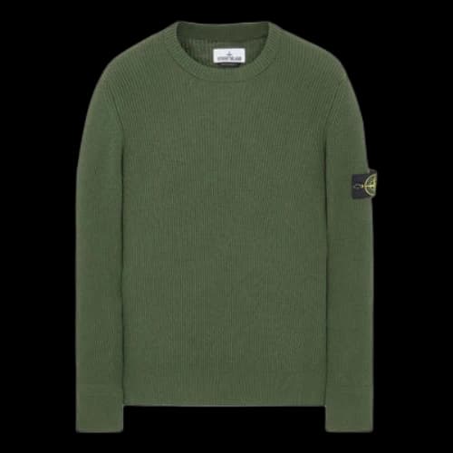 STONE ISLAND Ribbed Knitted Crewneck Sweater 'Military Green'