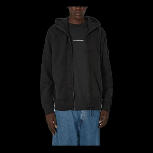 STONE ISLAND Logo Patch Zip-Up Hoodie 'Black'
