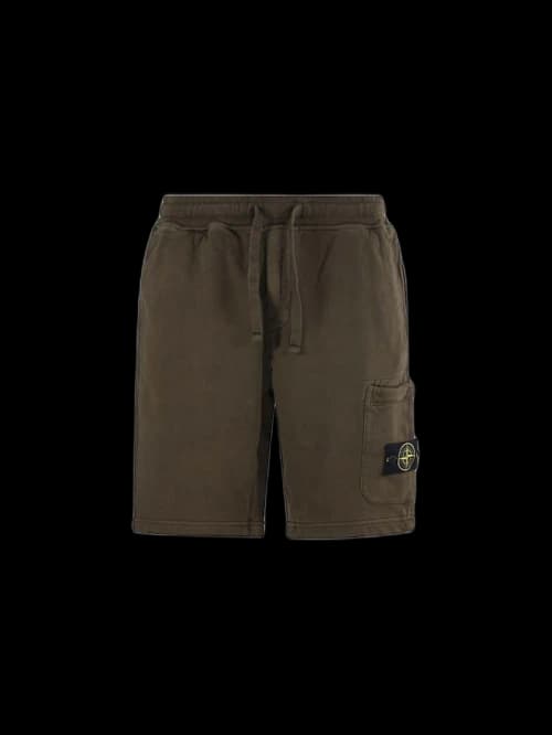 Stone Island Fleece Logo Shorts Green