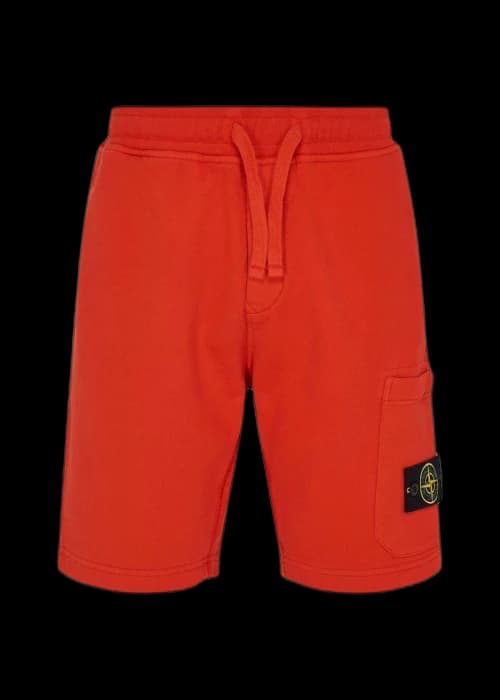 Stone Island Fleece Logo Shorts Orange Red