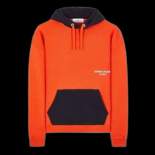 STONE ISLAND Color blocked Hoodie 'Orange Black'