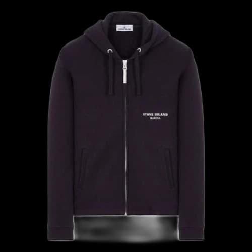 STONE ISLAND Logo Printed Zip-Up Jacket 'Black'