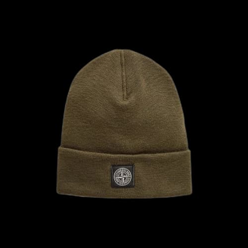 Stone Island Decorative Stitch Ribbed Knit Beanie 'Olive'