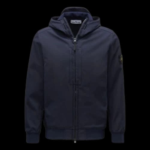 STONE ISLAND Waffen Patch Soft Shell Hooded Zip-Up Jacket 'Navy'