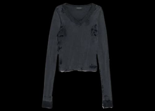 Balenciaga Women's Distressed Lingerie Top Black