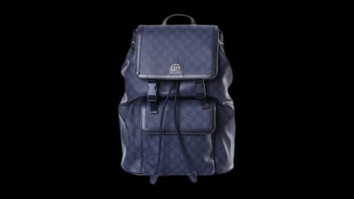Gucci Ophidia Canvas With Leather Binding Large Backpack Deep Blue