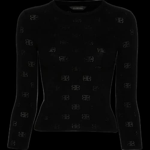 Balenciaga BB Allover Cropped Sweater 'Black' (Women's)