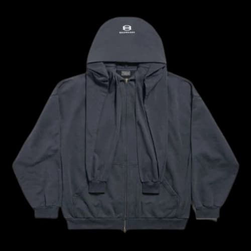 Balenciaga Unity Sports Icon Incognito Zip-up Hoodie Oversized 'Black' (Women's)