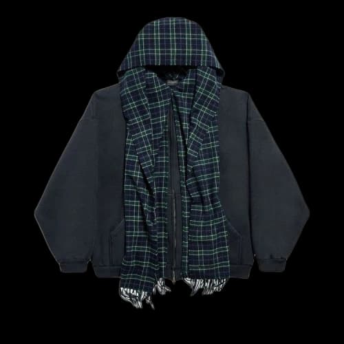Balenciaga Scarf Zip-Up Hoodie 'Deep Blue/Black'