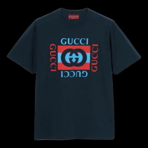 Gucci Printed Cotton Jersey T-shirt 'Navy'
