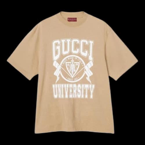 Gucci Cotton Jersey Printed T-shirt 'University Print Beige'