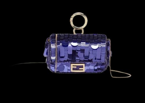 Fendi Sequin Nano Baguette Charm Purple