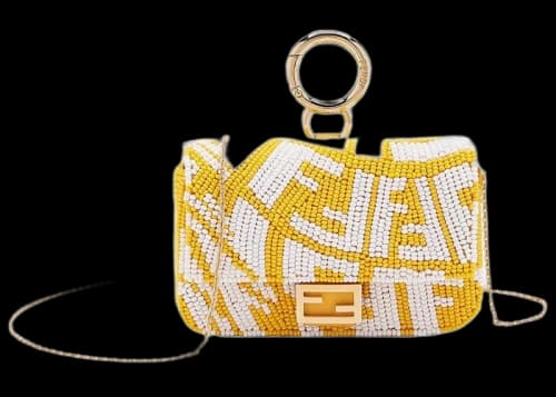 Fendi Nano Baguette Charm Yellow/White