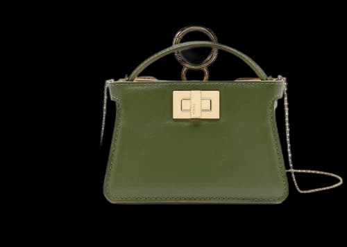 Fendi Nano Peekaboo Charm Crossbody Bag Green