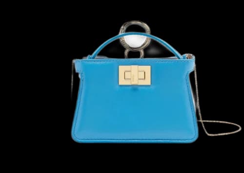 Fendi Nano Peekaboo Charm Crossbody Bag Blue