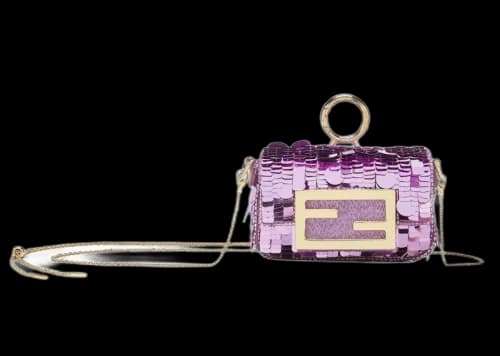 Fendi Sequin Nano Baguette Charm Light Purple