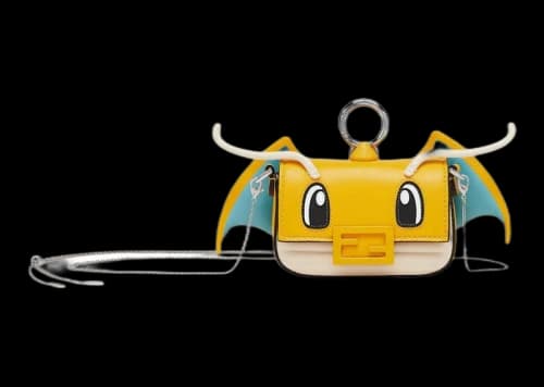Fendi x FRGMT x Pokemon Nappa Leather Charm Nano Baguette Charm Yellow