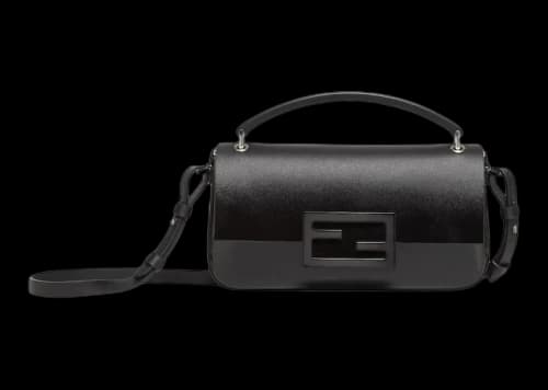Fendi Baguette Phone Pouch Black Patent Leather Black