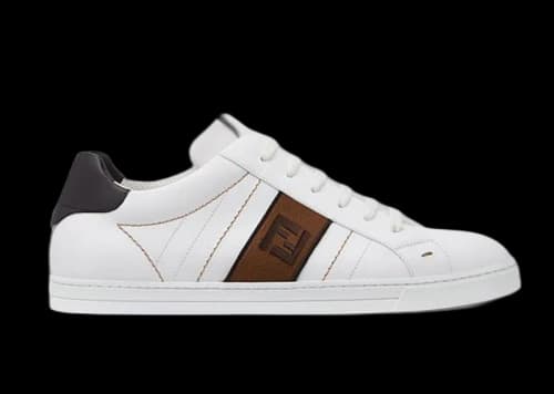 Fendi FF Leather Low Top White Brown