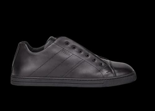Fendi Leather Slip Ons Triple Black