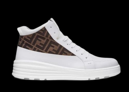Fendi Leather Mid Top White Brown