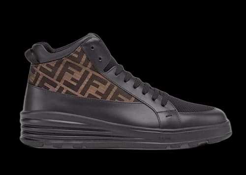 Fendi Leather Mid Top Black Brown