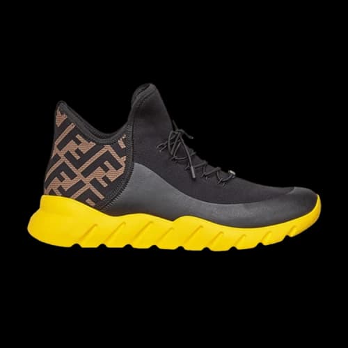 Fendi FF Motif Mesh High 'Black Yellow'