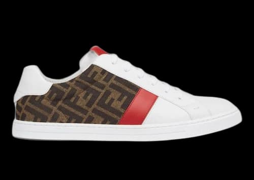 Fendi Leather Low Top White Red
