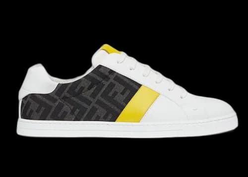 Fendi Leather Low Top White Yellow