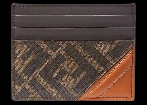 Fendi FF Panelled Card Holder Brown