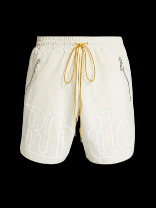 Rhude Logo Nylon Shorts White