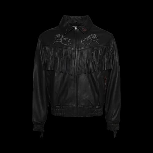 Paly Hollywood Real Life Leather Fringe Jacket 'Black'