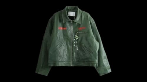 Paly Hollywood I Am Not Ashamed Leather Work Jacket Green