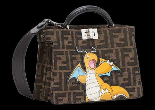 Fendi x FRGMT x Pokemon FF Fabric Bag Peekaboo ISeeU X-Cross Brown