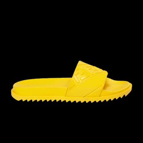 Fendi Rubber Slides 'Embossed Diagonal FF Motif - Yellow'