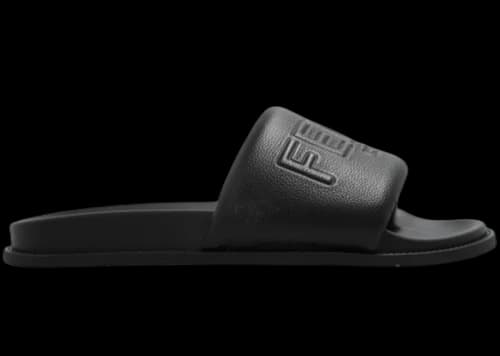 Fendi Leather Roma Wide Band Slides Black