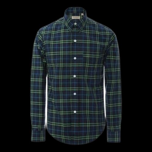 Burberry Plaid Long Sleeves Shirt Blue Green Plaid