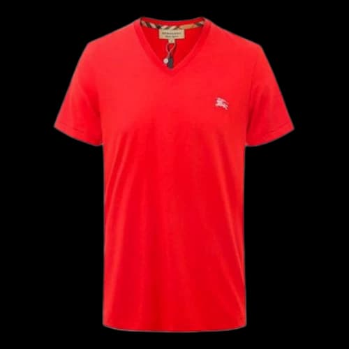Burberry SS21 V neck Embroidered Logo Short Sleeve Red